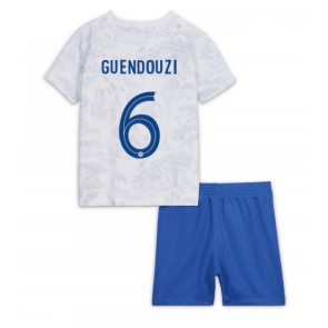 Frankrike Matteo Guendouzi #6 Bortaställ Barn VM 2022 Kortärmad (+ Korta byxor)